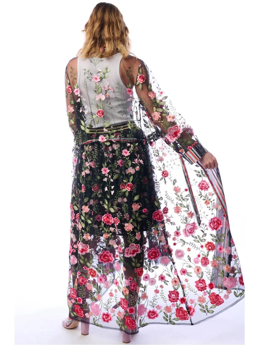ARATTA Dark Rose Embroidered Duster | Duster Dress | Floral Dress - M - NWT - Picture 2 of 4